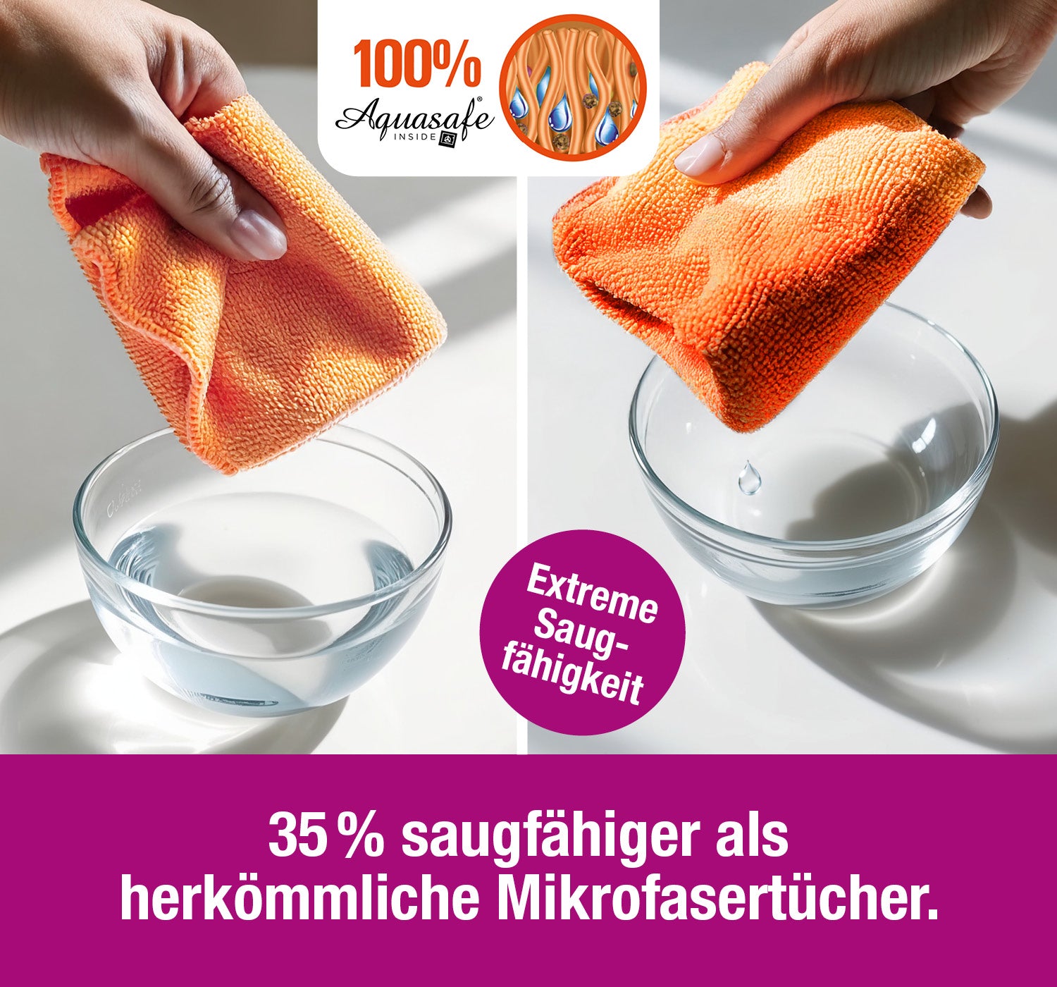 Clever Clean Super Mikrofasertücherset 10-tlg in 3 Farben (orange, grau, beere)