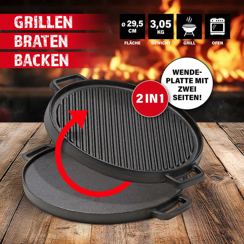 BBQ Boss 2 in 1 Grillplatte rund, 30cm