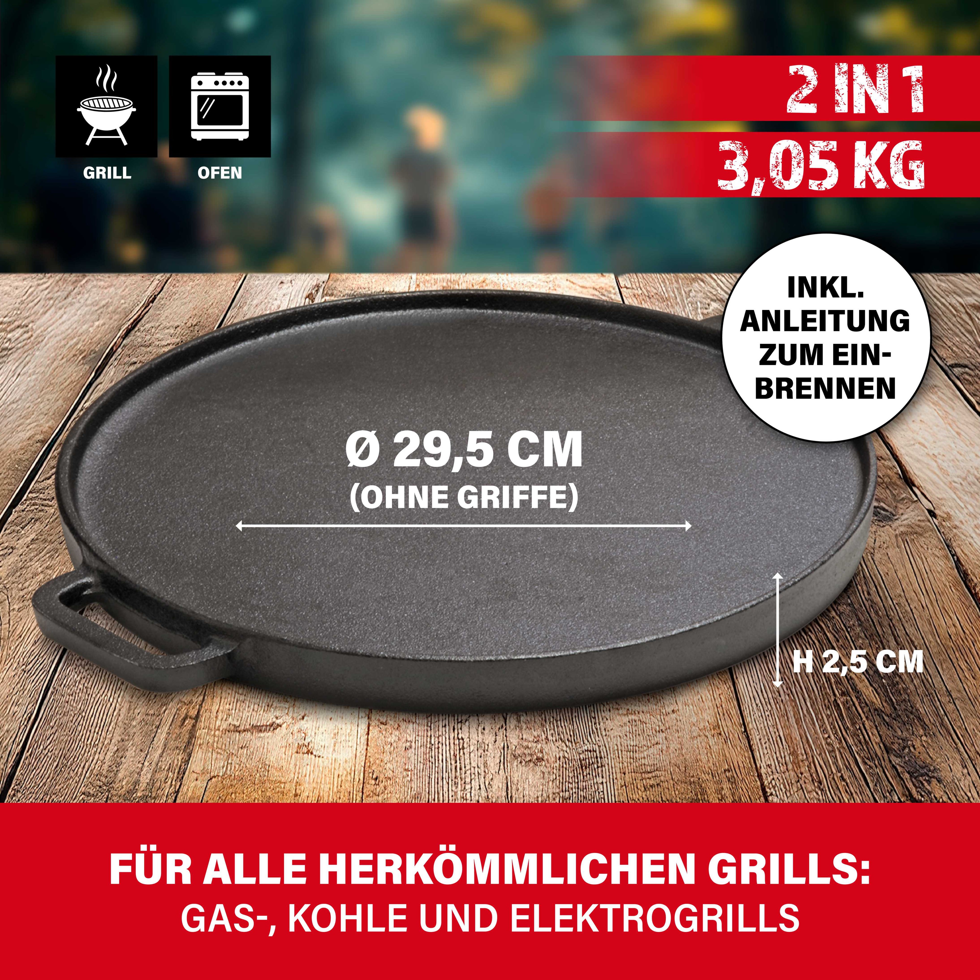 BBQ Boss 2 in 1 Grillplatte rund, 30cm