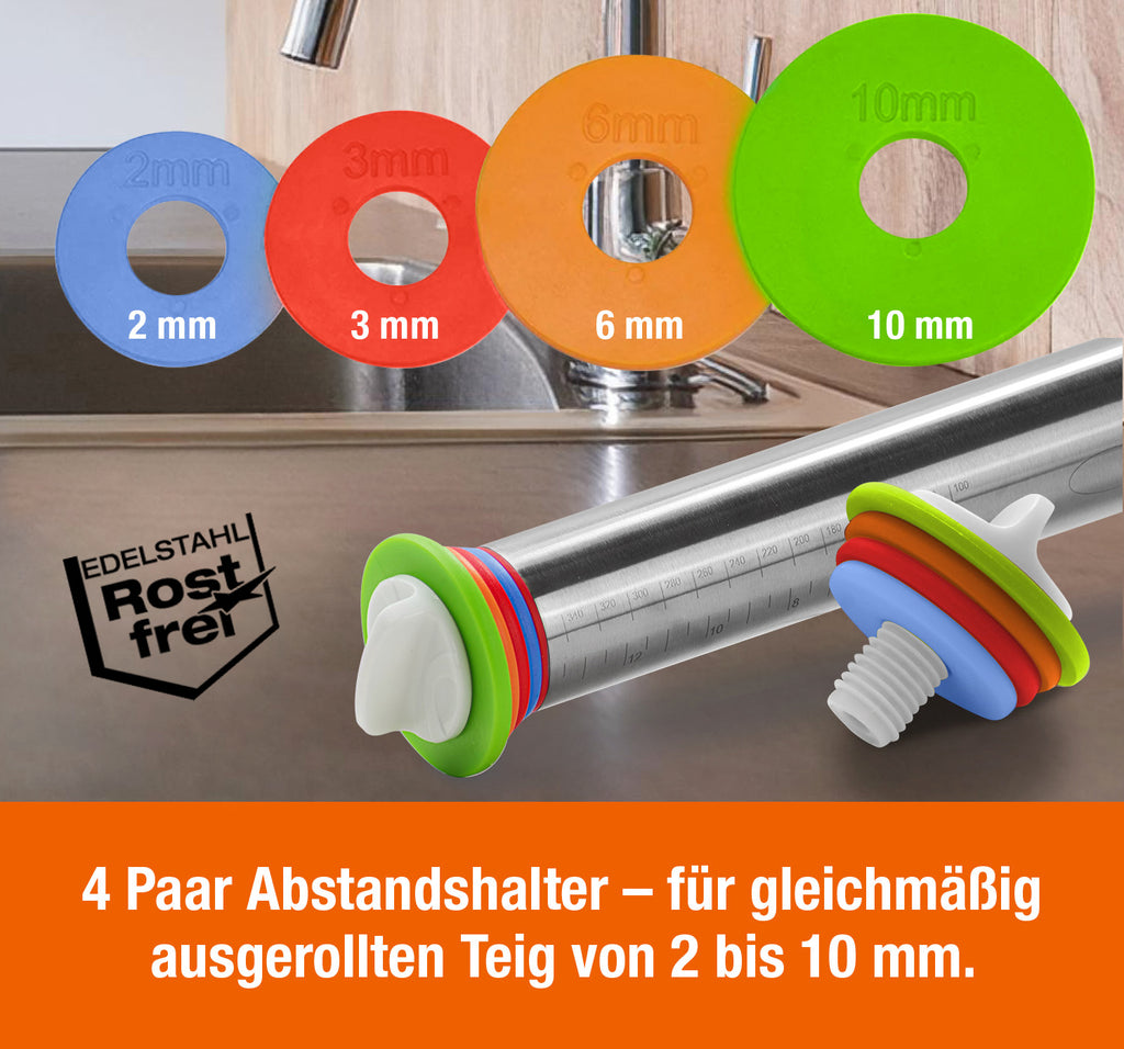 Cucinova Verstellbare Teigrolle aus Edelstahl