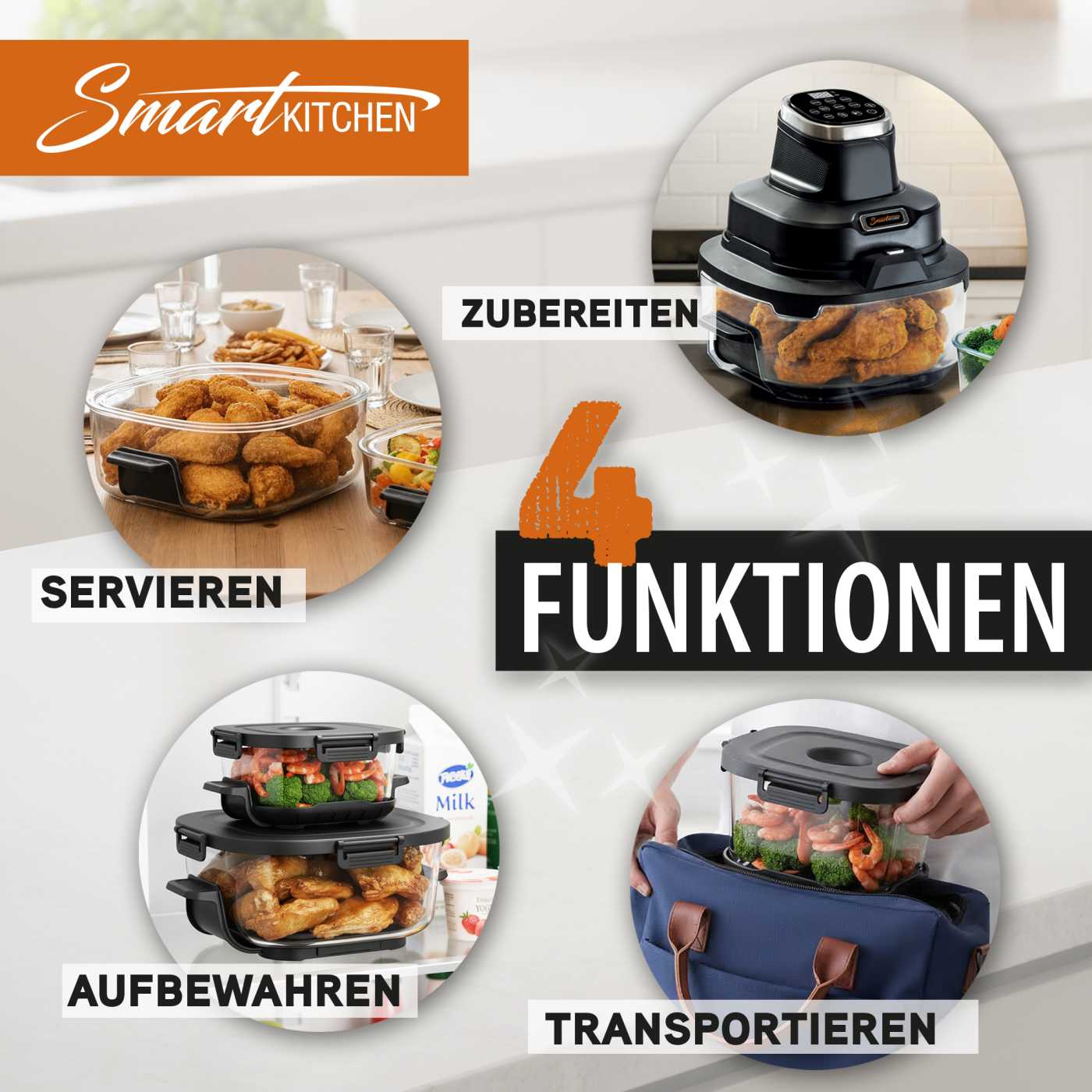 Smart Kitchen 4 in 1 Glass Air Cooker