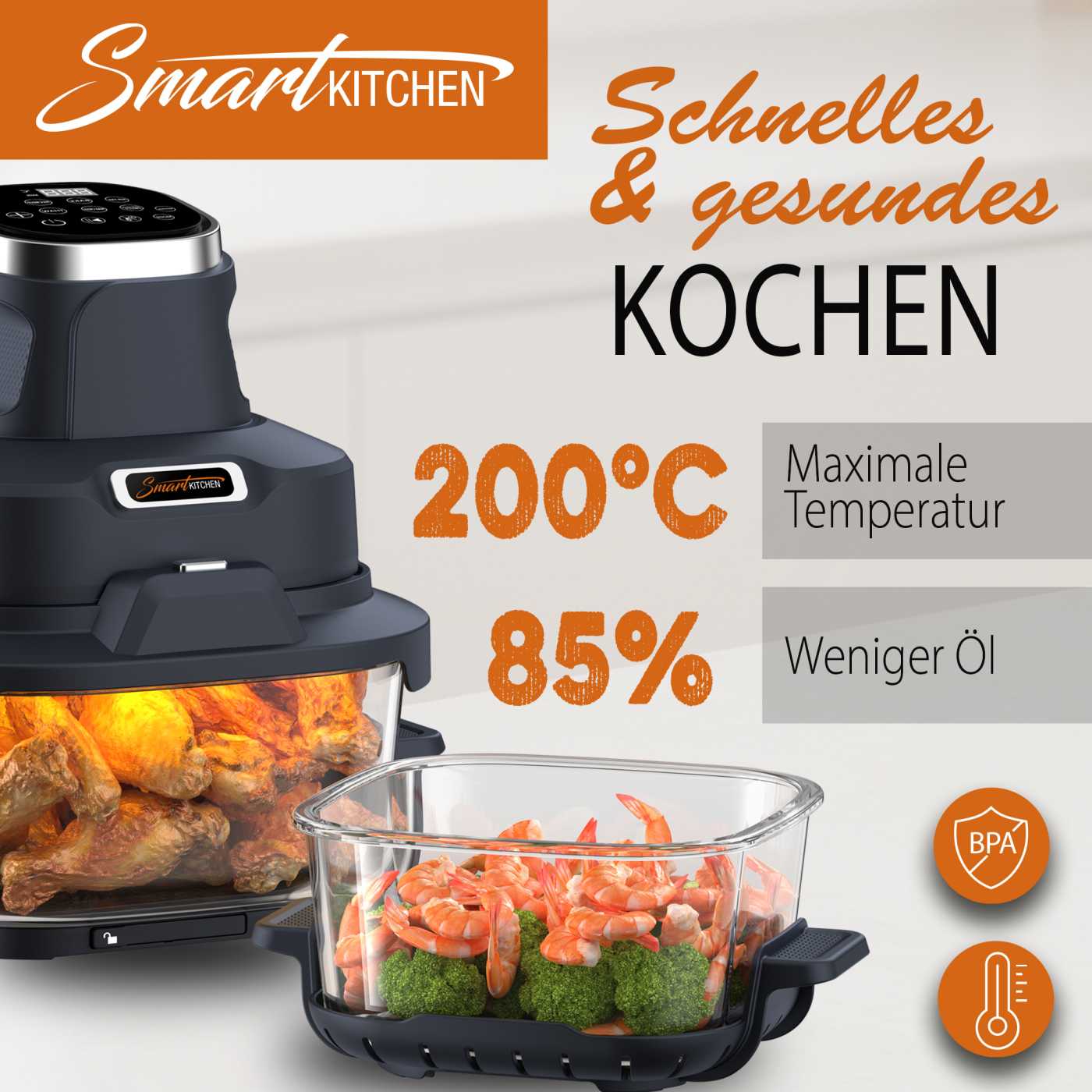 Smart Kitchen 4 in 1 Glass Air Cooker