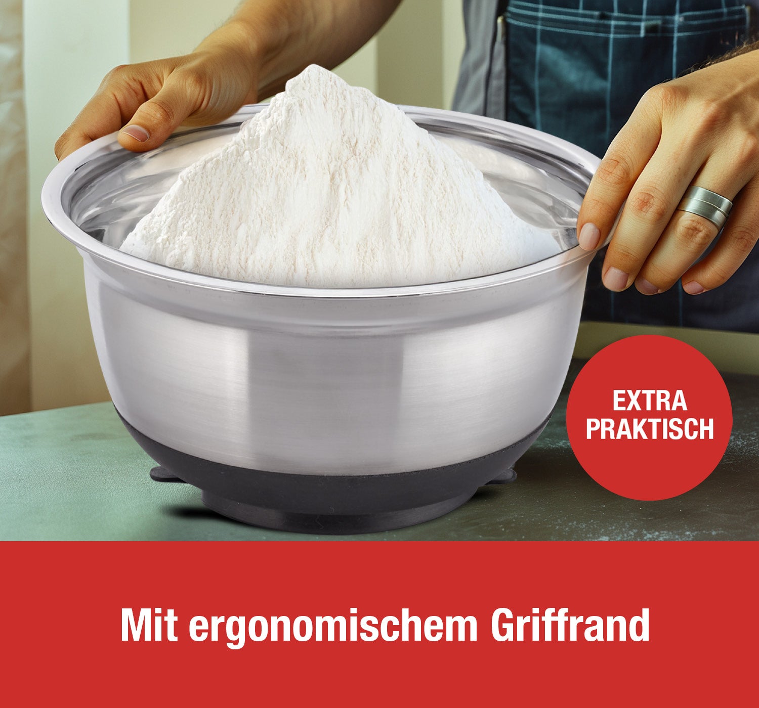Cucinova 2er Set Edelstahlrührschüssel Set 18 cm und 22 cm mit Saugnapf