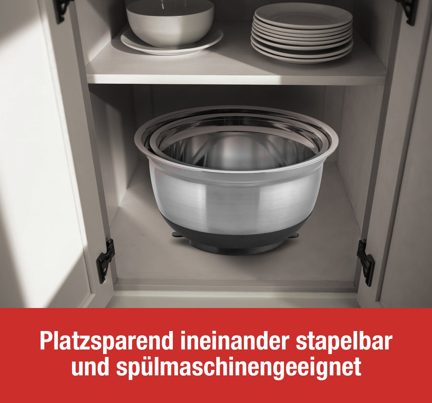 Cucinova 2er Set Edelstahlrührschüssel Set 18 cm und 22 cm mit Saugnapf