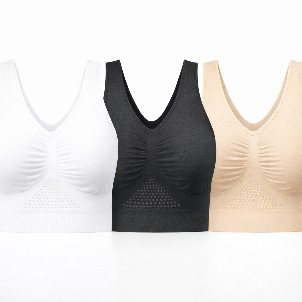 Smart Tex Sport BH 3er Set "Sporty" Klassik, Gr. L - Smarttex Sport BH-Set Damen – 3er Set Sport-BHs, Bequemer Komfort-BH ohne Bügel, Atmungsaktiv & Elastisch, Ideal für Fitness, Yoga, Training und Alltag, Größe L
