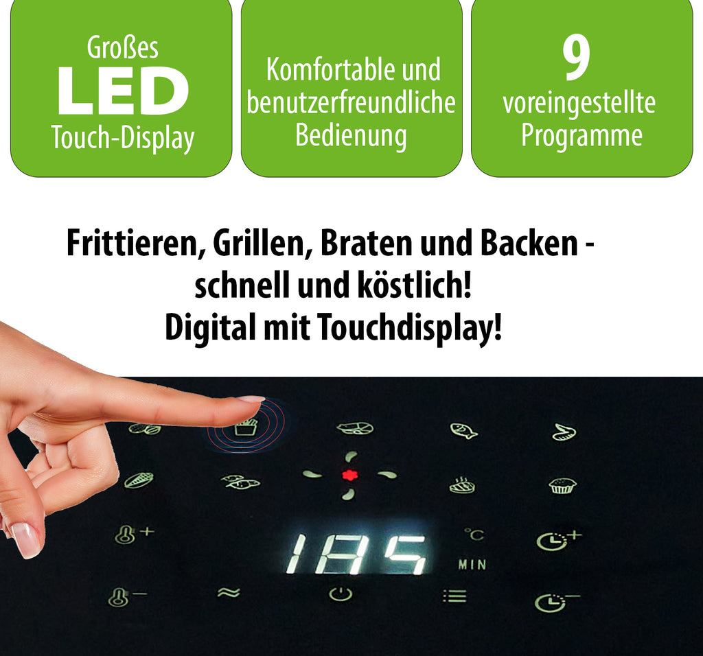 Smart Kittchen Heissluft-Fritteuse, 3,3L, 1200W, digital, Touch-Screen