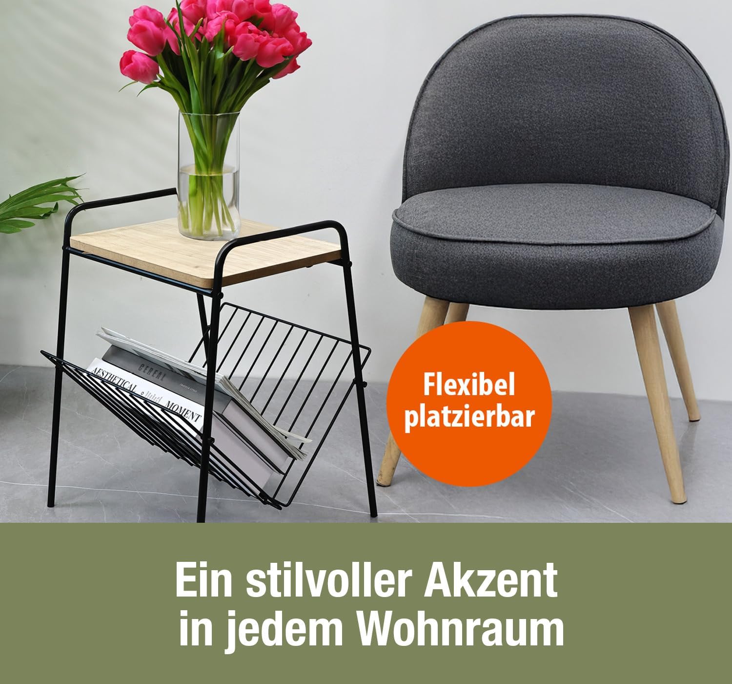 Beistelltisch mit Magazin