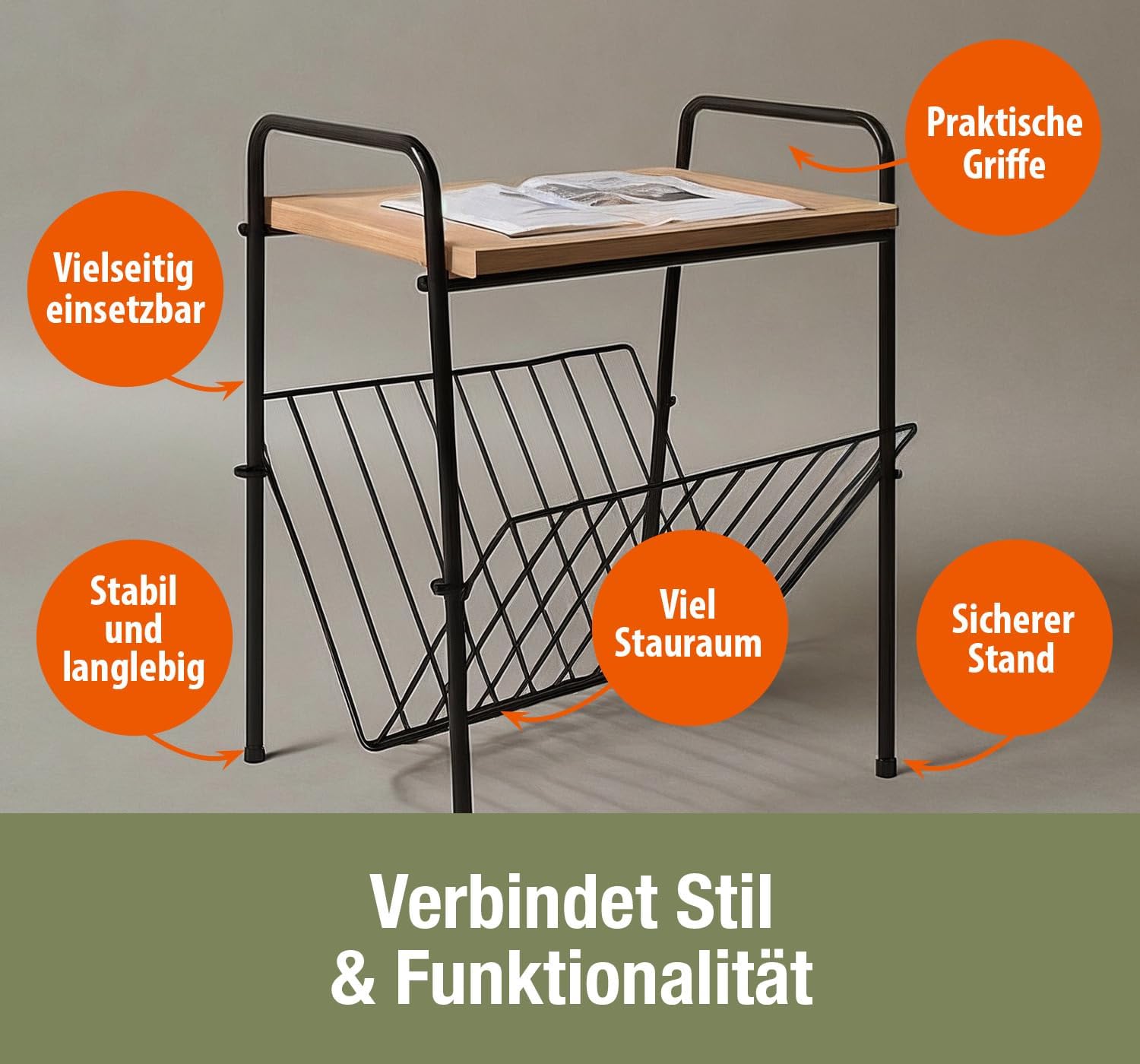 Beistelltisch mit Magazin