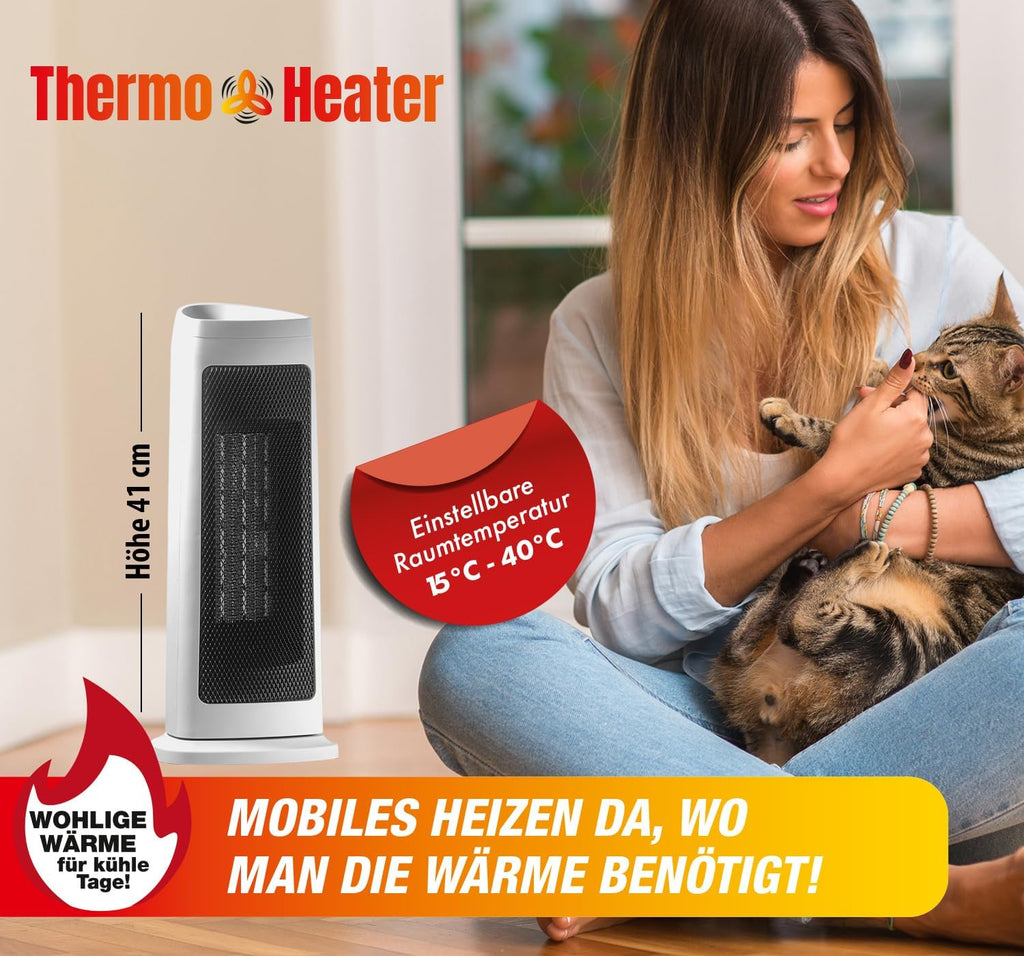 Thermo-Heater Digitale Keramikheizung weiß, mit Fernbedienung