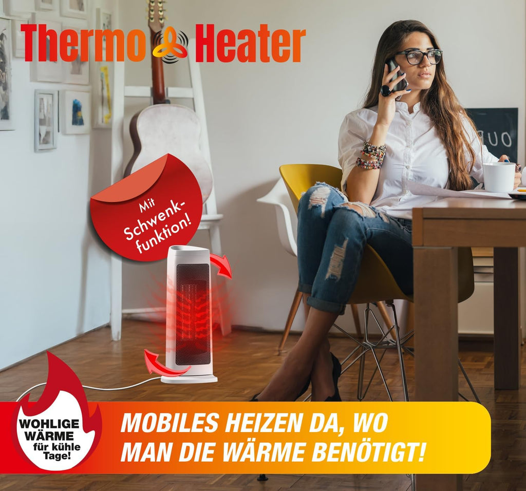 Thermo-Heater Digitale Keramikheizung weiß, mit Fernbedienung