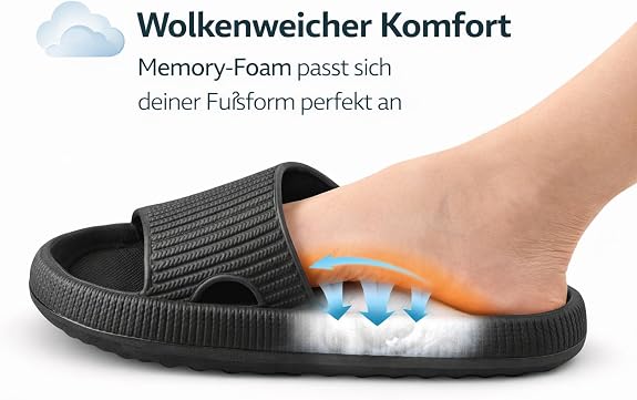 Relax Vital Wolken Slipper, schwarz, Größe 43, Polybag / Hang Tag